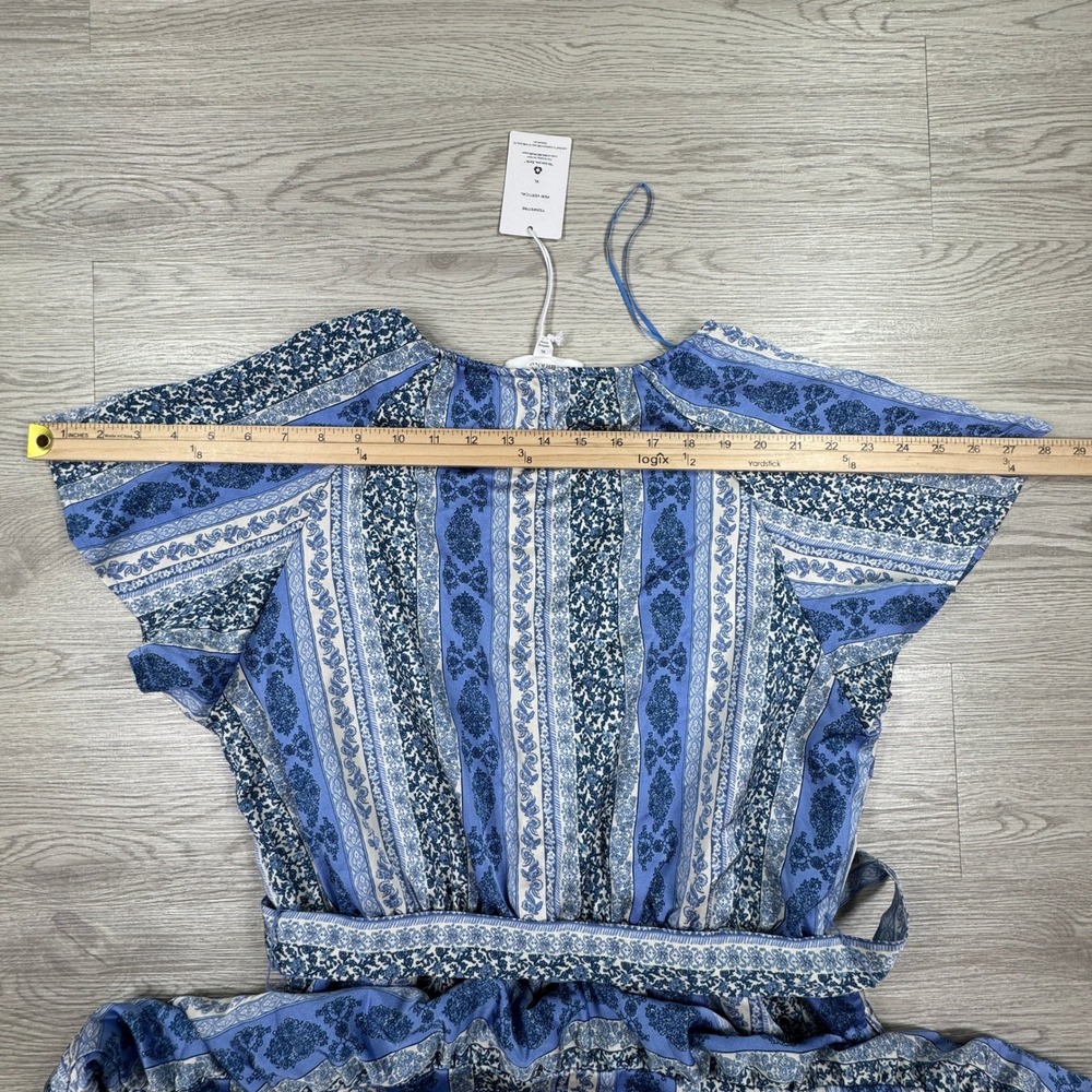 Lucky Brand Women Dress Peri Vertical Blue XL NWT Paisley Tiered Midi - Picture 5 of 9